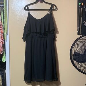#186 size 18 Torrid NWT Black Ruffle Mini Dress
